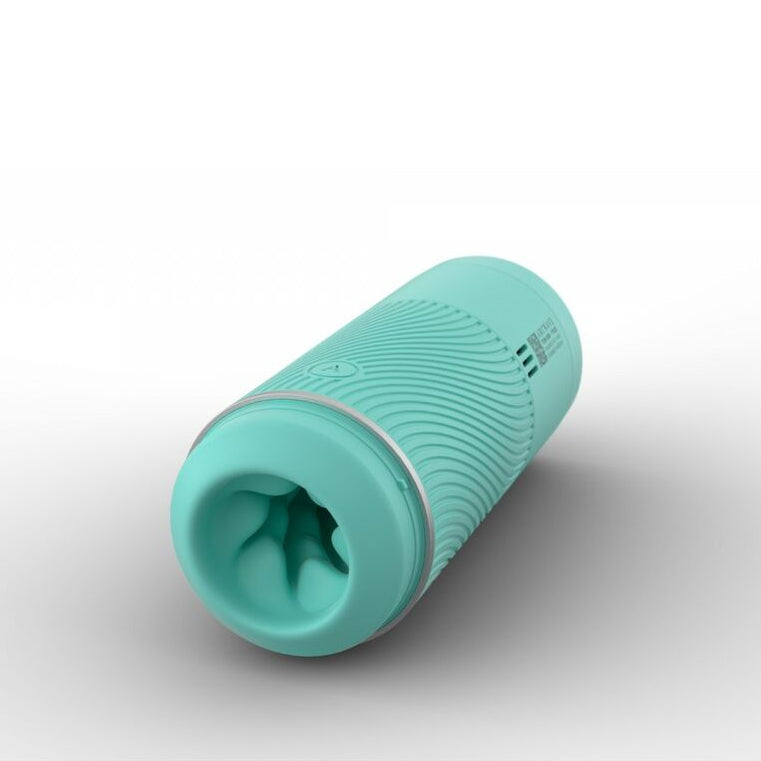 Turquoise foam roller on a white background
