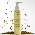 Orgie Bio chamomile organic intimate gel bottle with aloe vera leaves on a white background