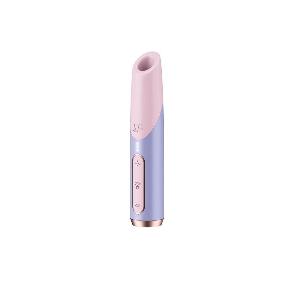 Pink and purple handheld Satisfyer Bold Kiss vibrator for intense clitoral stimulation on a white background