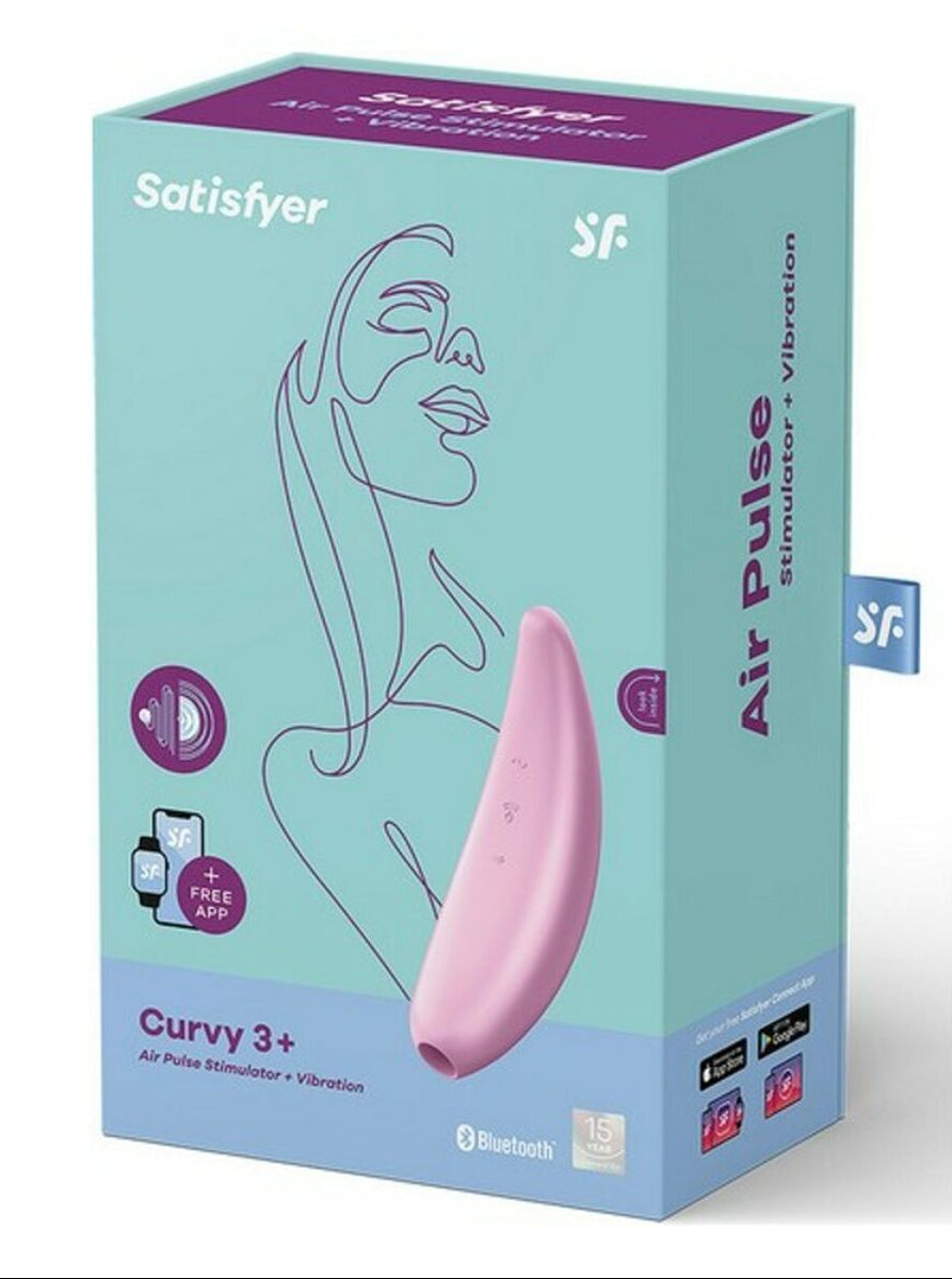 Satisfyer Curvy 3+ air pulse stimulator packaging on a white background
