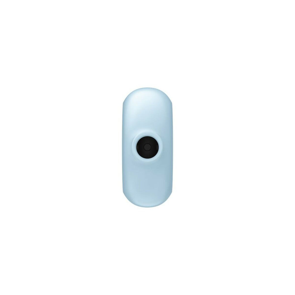 light blue cylindrical Satisfyer Pro To Go 3 clitoral stimulator on a white background