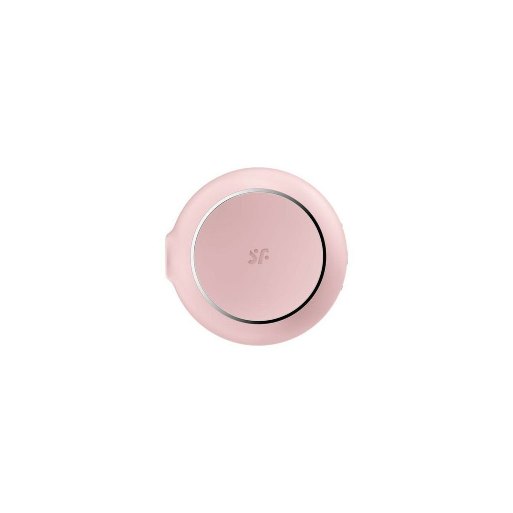 Pink cylindrical Satisfyer Pro To Go 3 air suction clitoral vibrator on a white background
