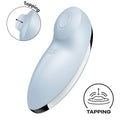blue sexual wellness device with 'Tapping' feature illustration on a white background