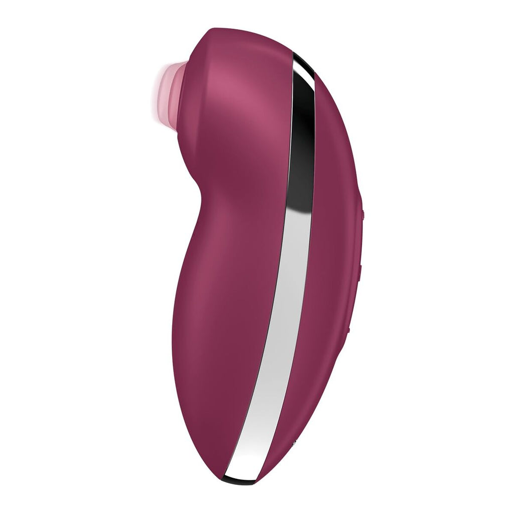 purple Satisfyer Vibrator Tap & Climax 2 personal massager device for women on a white background