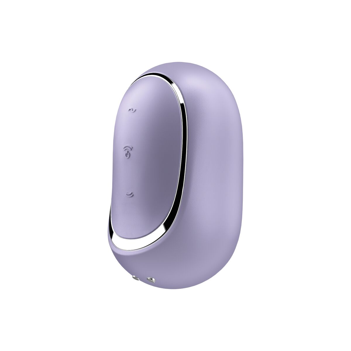 Purple Satisfyer air pulse clitoral vibrator device with silver accents on a white background