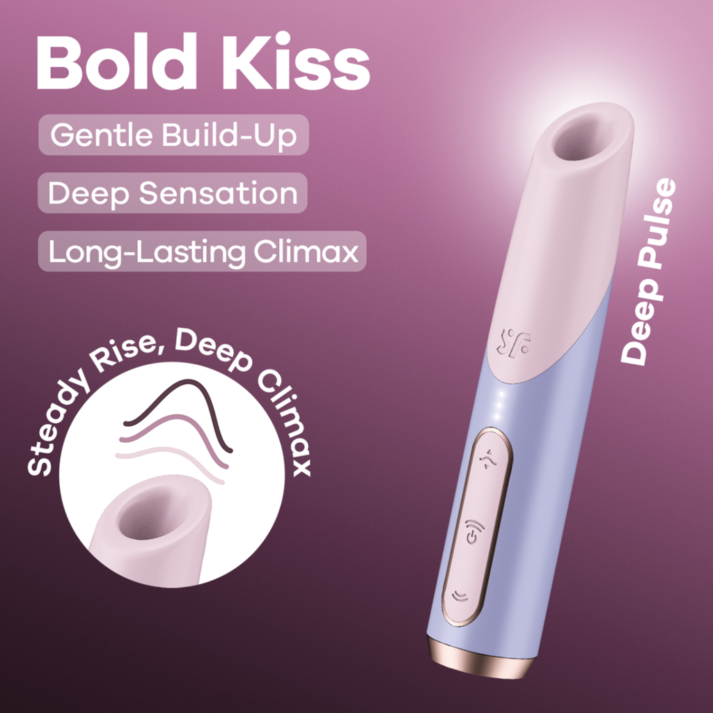 adult toy with text 'Bold Kiss' on a purple background