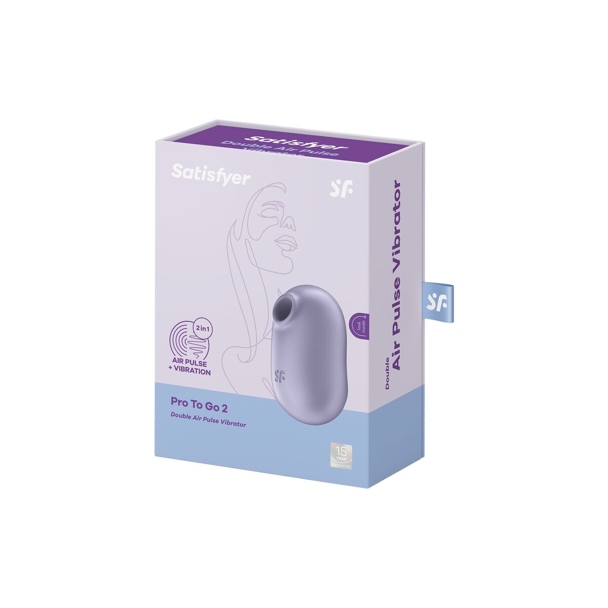 Satisfyer Pro To Go 2 air pulse vibrator packaging on a white background