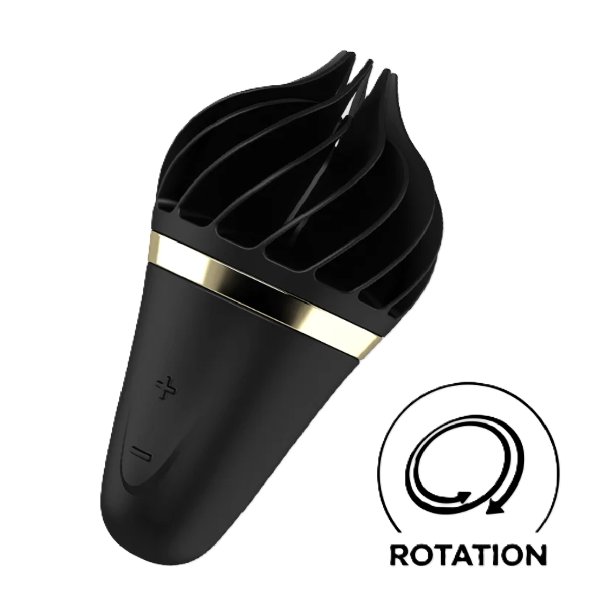 Ice cream cone shaped Satisfyer Sweet Treat pleasure toy with rotating clitoral stimulator on a white background