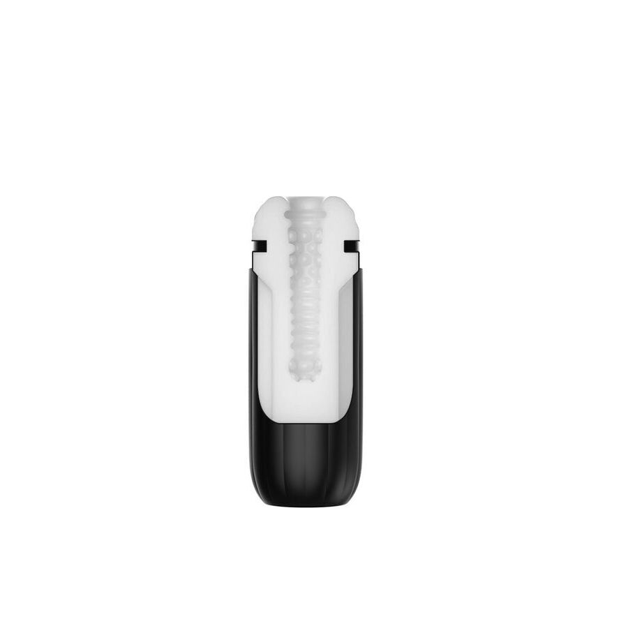 Black and white electronic pleasure toy for men on a white background
