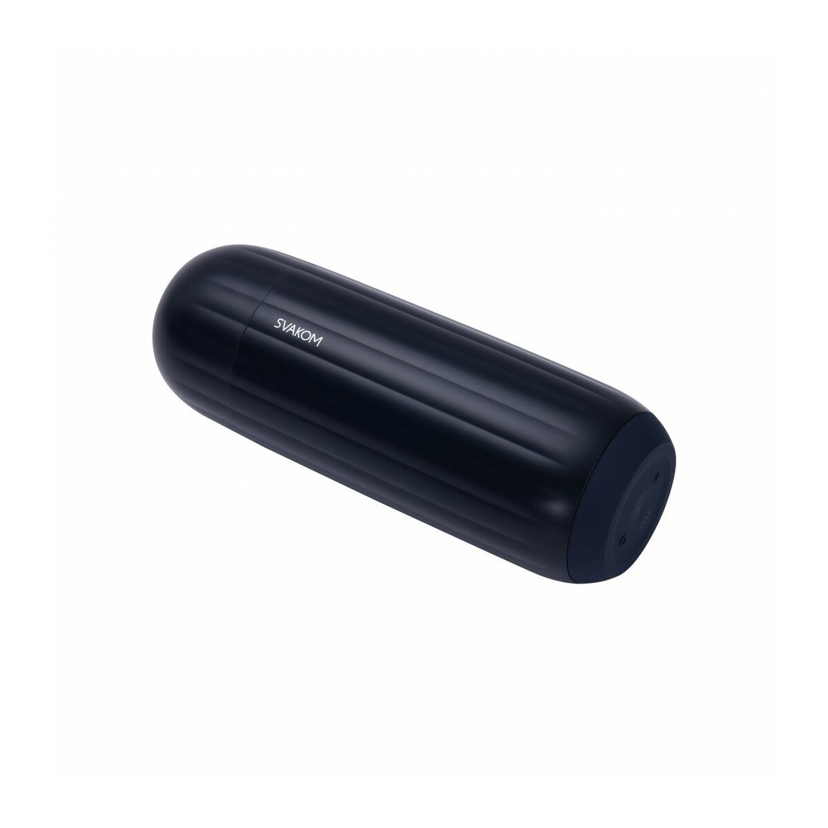 Black cylindrical object with 'Svakom' branding on a white background