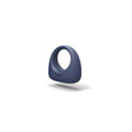 Blue silicone penis ring on a white background
