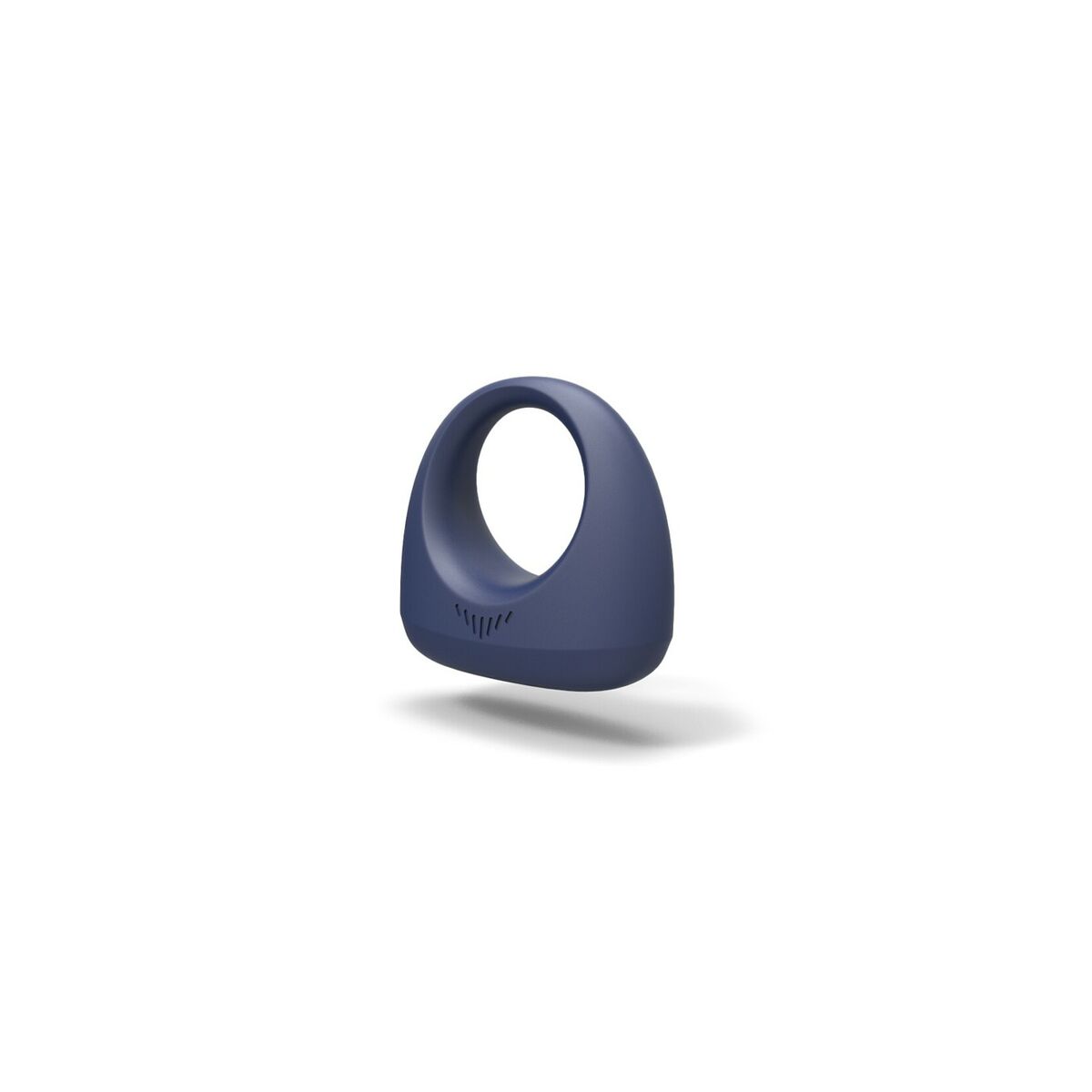 Blue silicone penis ring on a white background