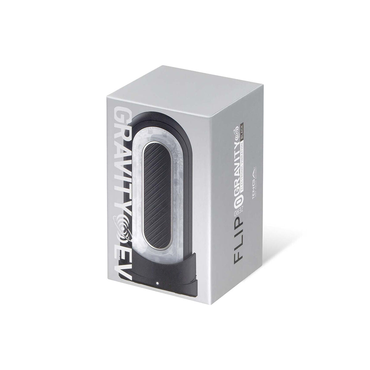 Box packaging of an erotic product with 'Tenga Gravity EV' branding on a white background