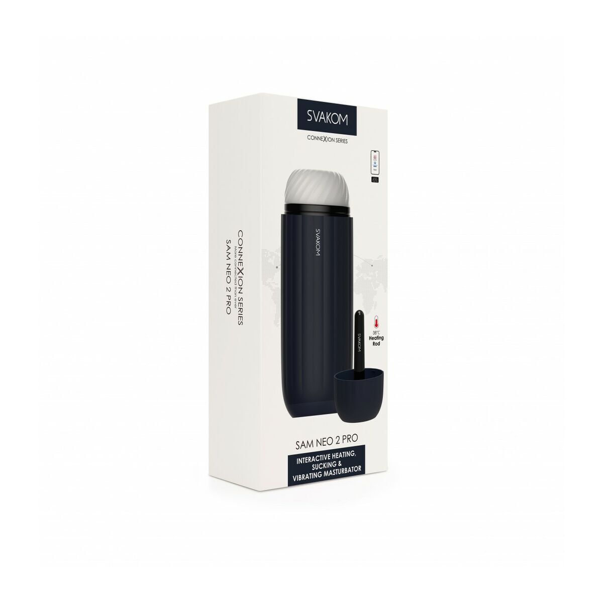 SVAKOM SAM NEO 2 PRO erotic product packaging on a white background