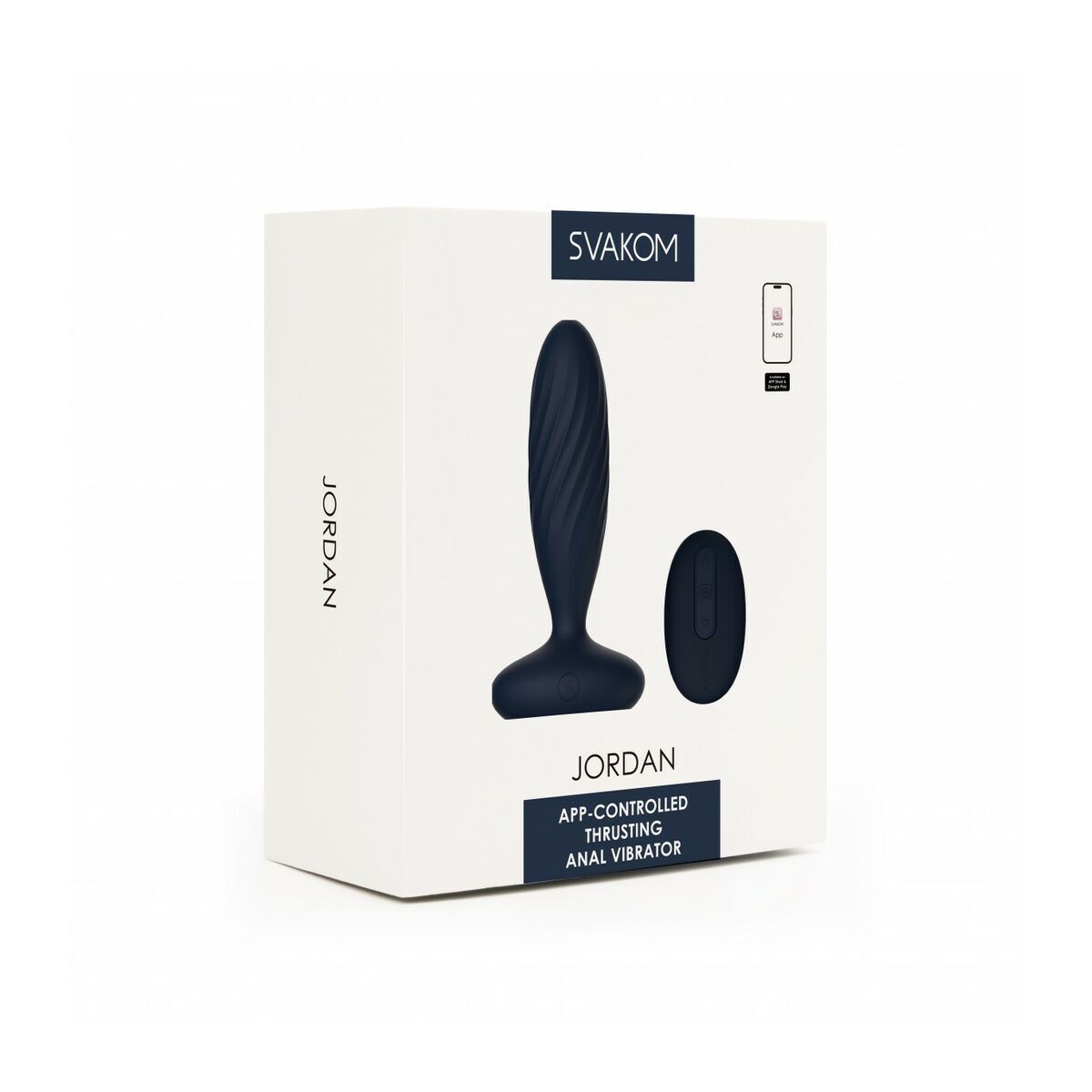 Svakom Jordan anal vibrator packaging on a white background