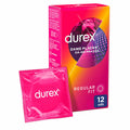 Durex PLeasuremax packaging with a pink condom packet and box for discreet online purchase on a white background