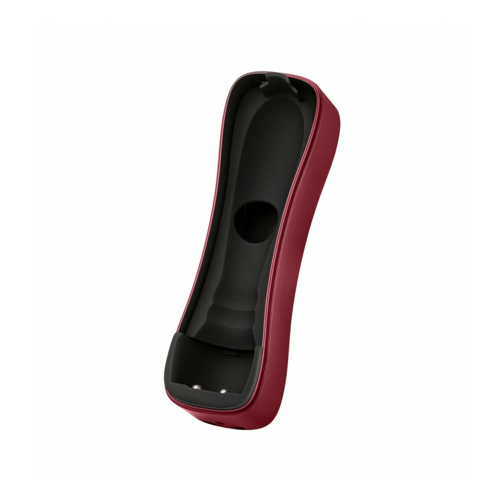 Black and red erotic device charging case on a white background