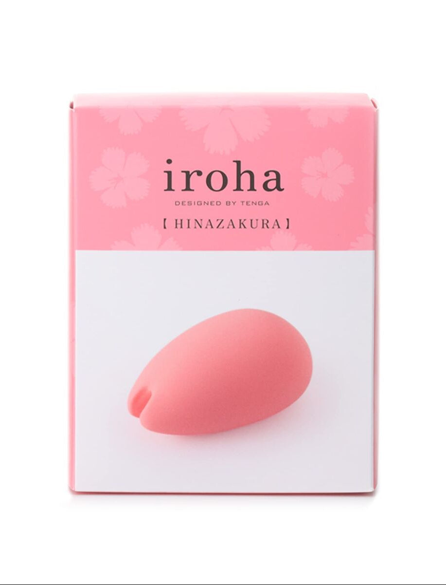 Pink 'iroha' sexual wellness product packaging with a clear depiction of the product on a white background
