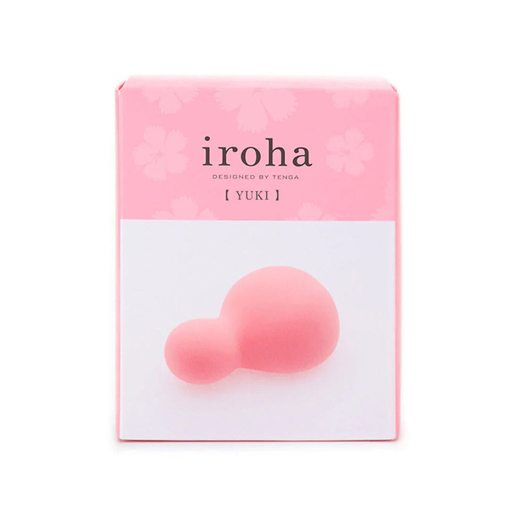 Pink packaging of 'iroha' sexual wellness product with a small pink object on a white background