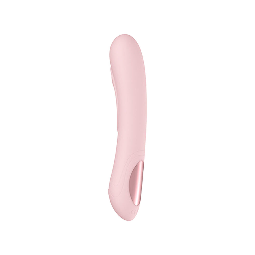 Pink electronic sexual wellness device on a white background