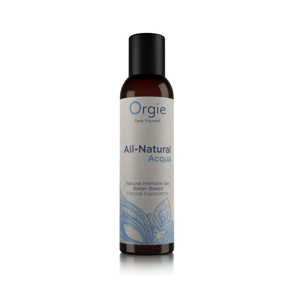 Bottle of Orgie All-Natural Acqua water-based intimate gel on a white background
