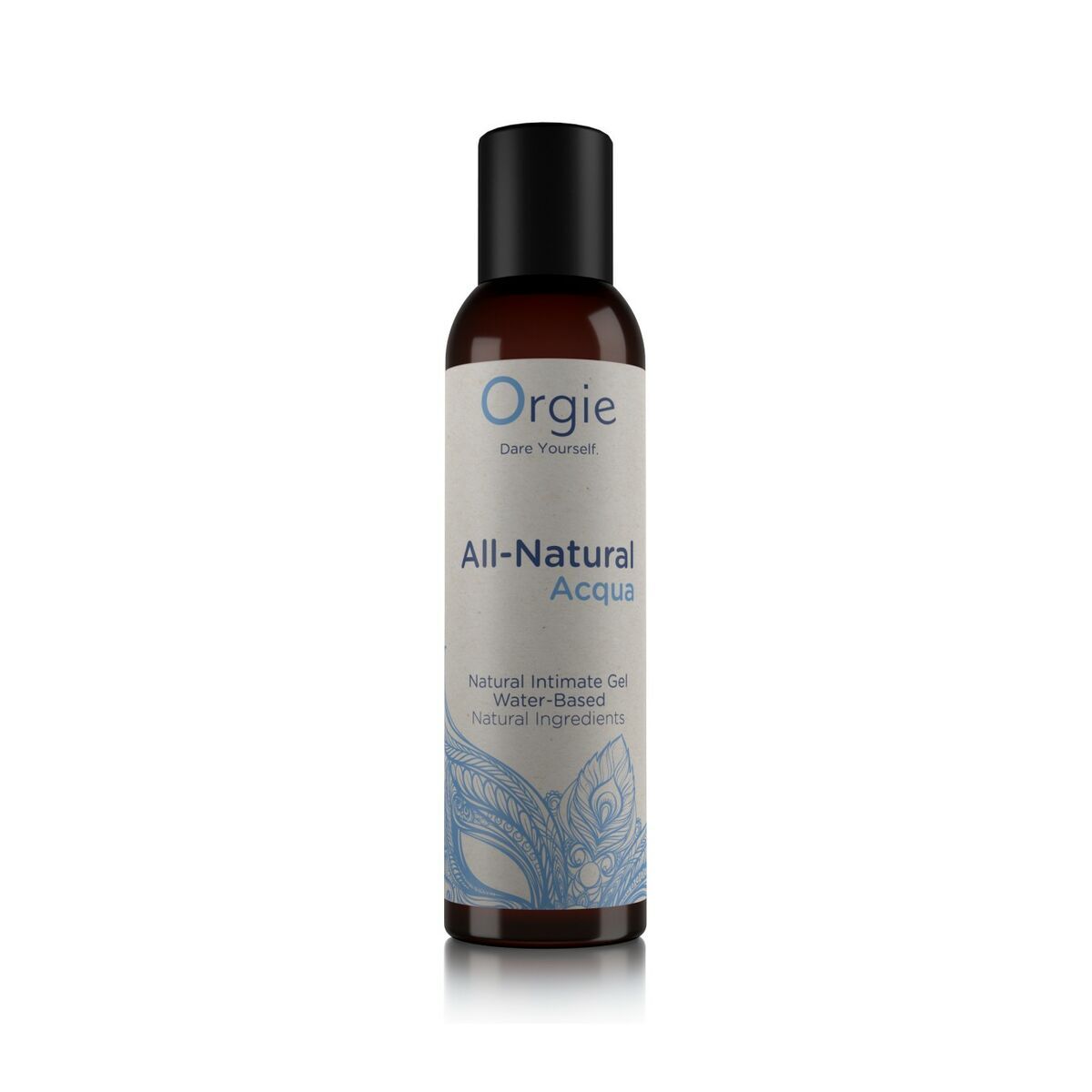 Bottle of Orgie All-Natural Acqua water-based intimate gel on a white background