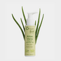 Orgie Bio Aloe Vera organic intimate gel bottle with aloe vera leaves on a white background