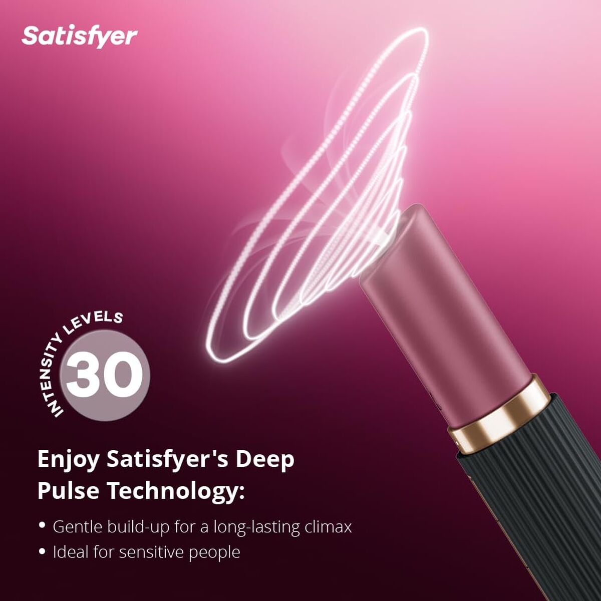 Satisfyer vibrator with deep pulse technology on a pink background