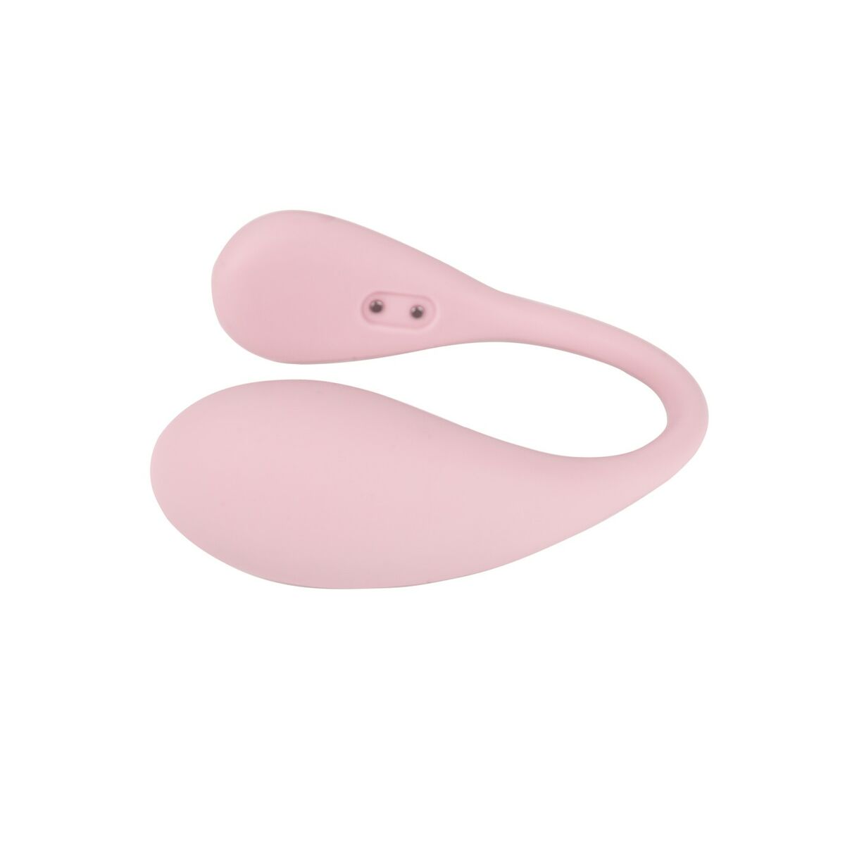 pink silicone egg vibrator with magnetic charging ports on a white background
