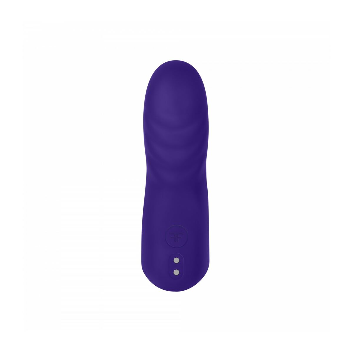 Purple dildowith magnetic charging points on a white background