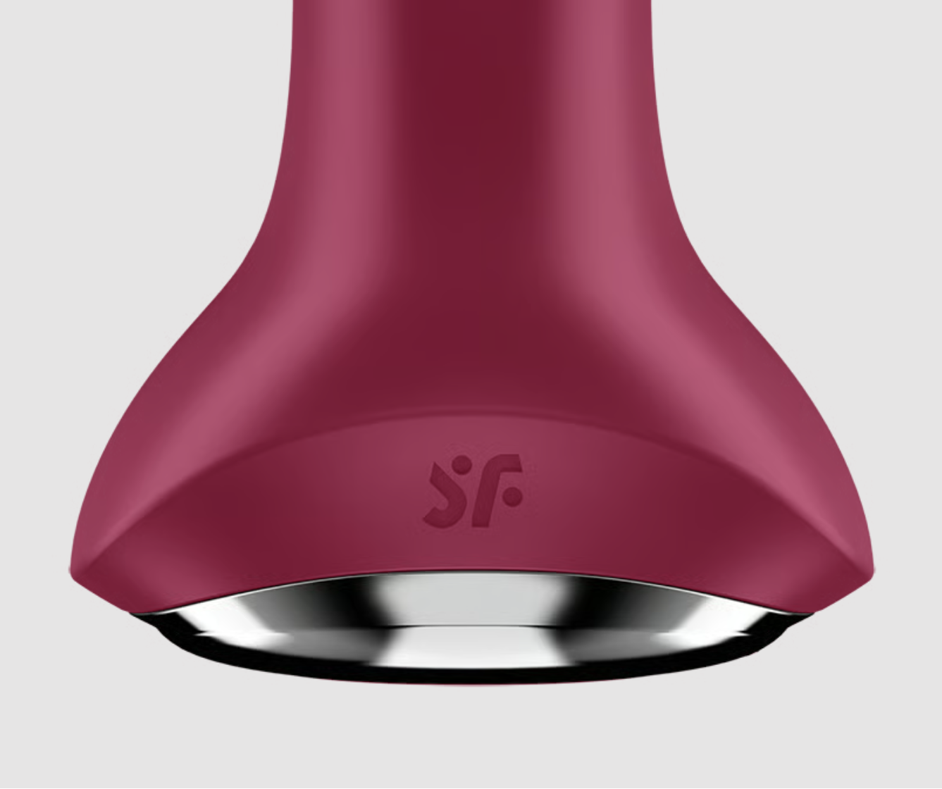 red butt plug with a brand logo 'satisfyer' on a white background