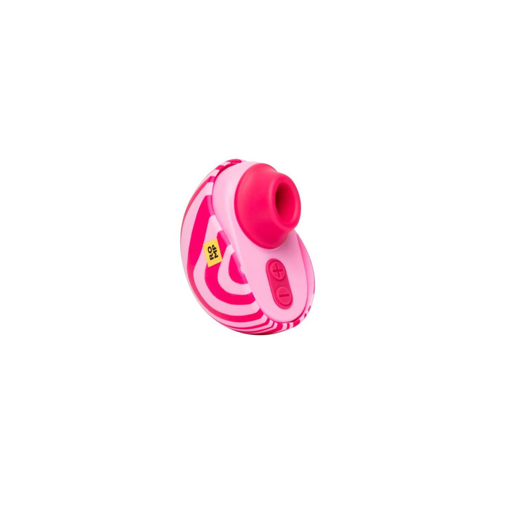 Pink and purple adult toy with a unique design on a white background