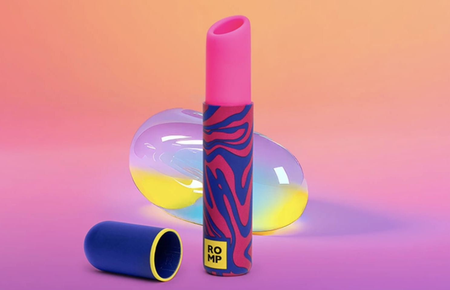 Colorful lip product with a gradient background
