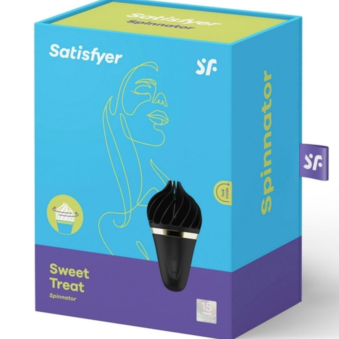 Satisfyer ice cream vibrator Spinnator packaging with blue and purple design