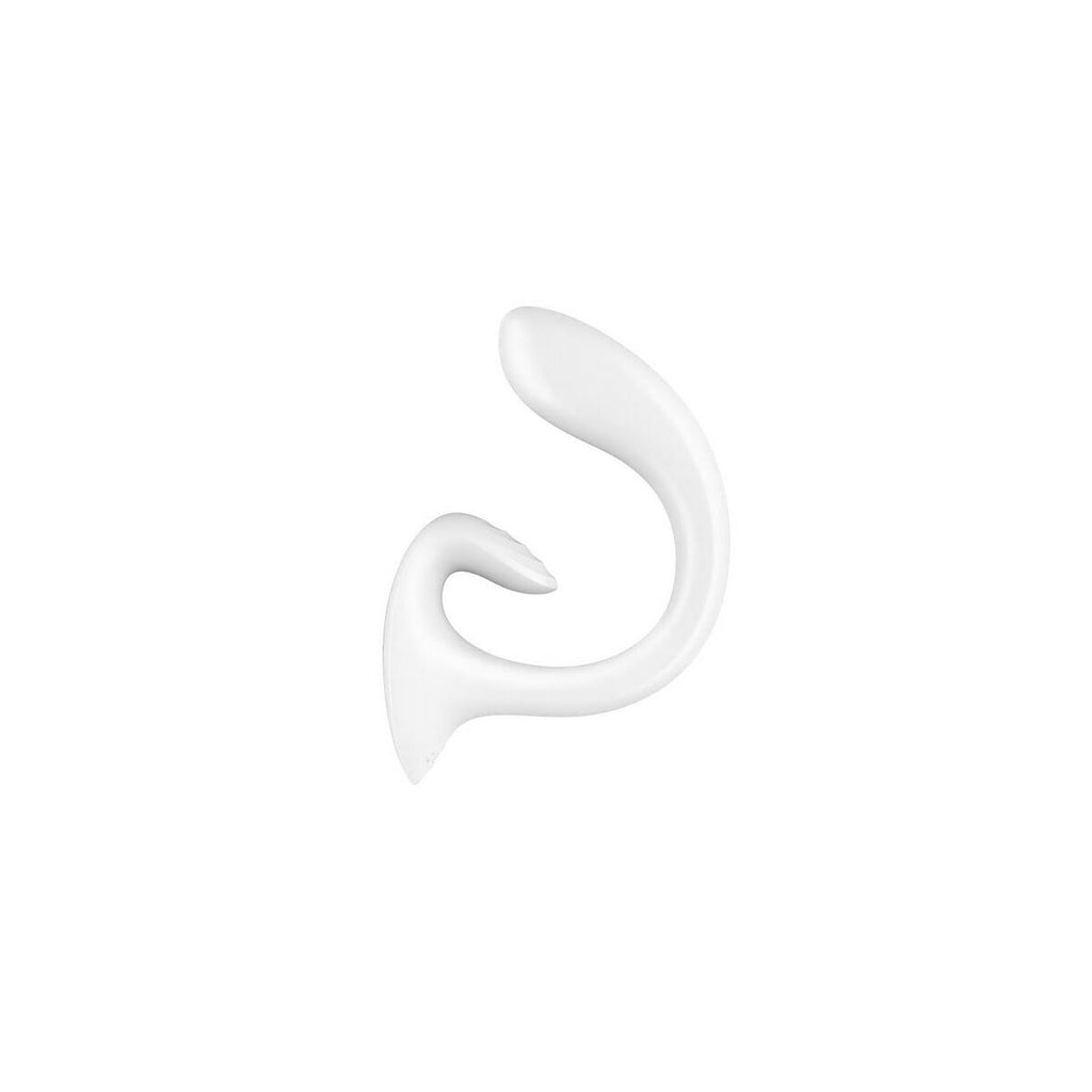 white hook figure Rechargeable Satisfyer G for Goddess rabbit sex toy on a white background