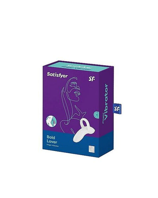 Satisfyer bold lover finger vibrator package on a white background