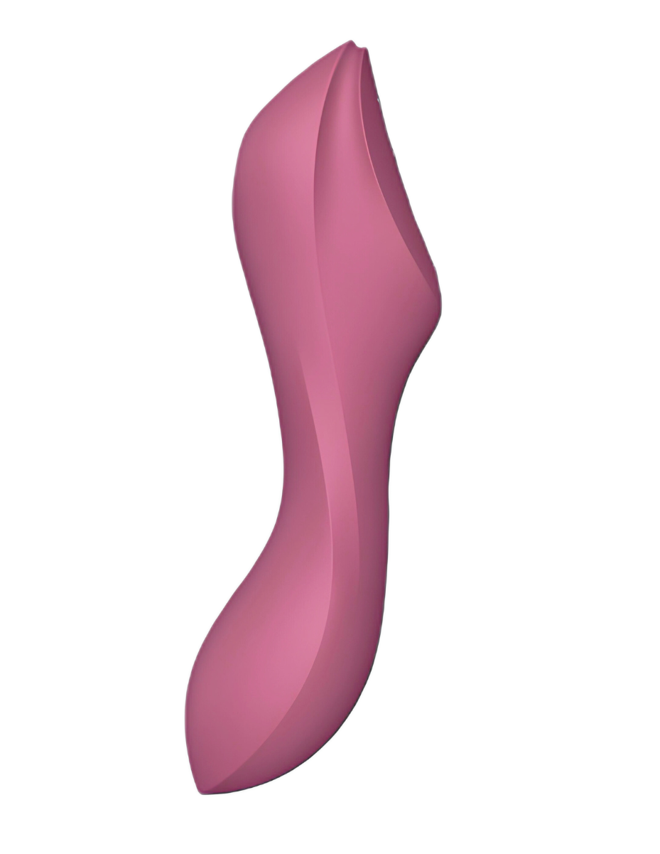 Pink curved Satisfyer Curvy Trinity 3 multifunctional vibrator body-safe silicone on a white background