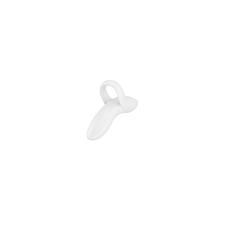white saatisfyer finger vibrator for women on a white background
