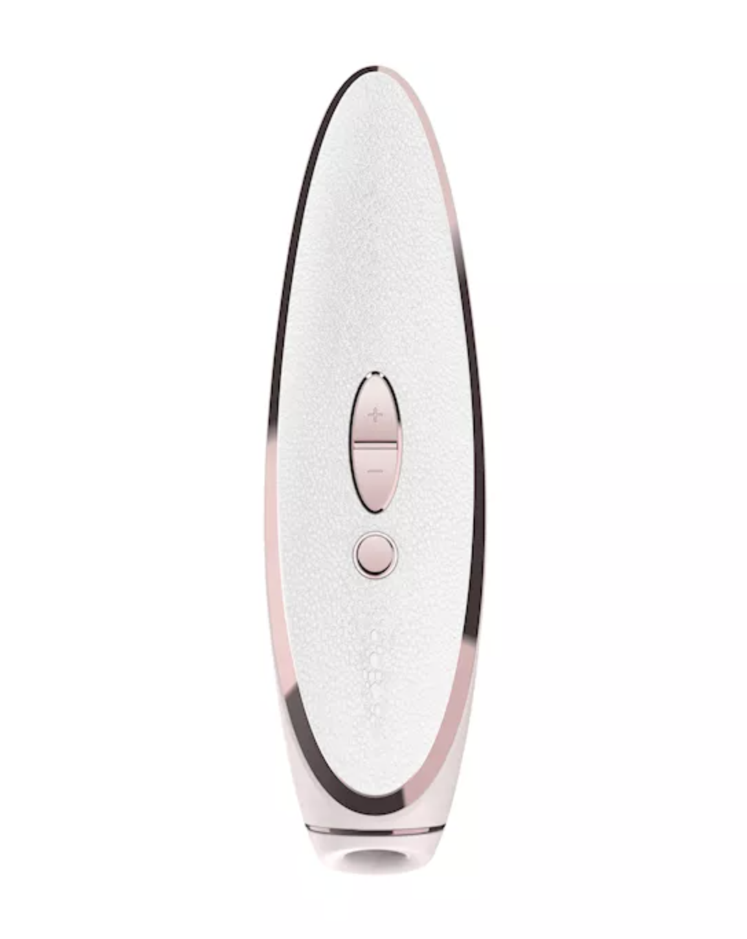 White and pink sexual wellness device on a white background