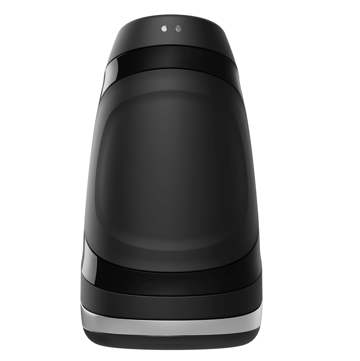 Black and silver cylindrical pleasure device on a white background