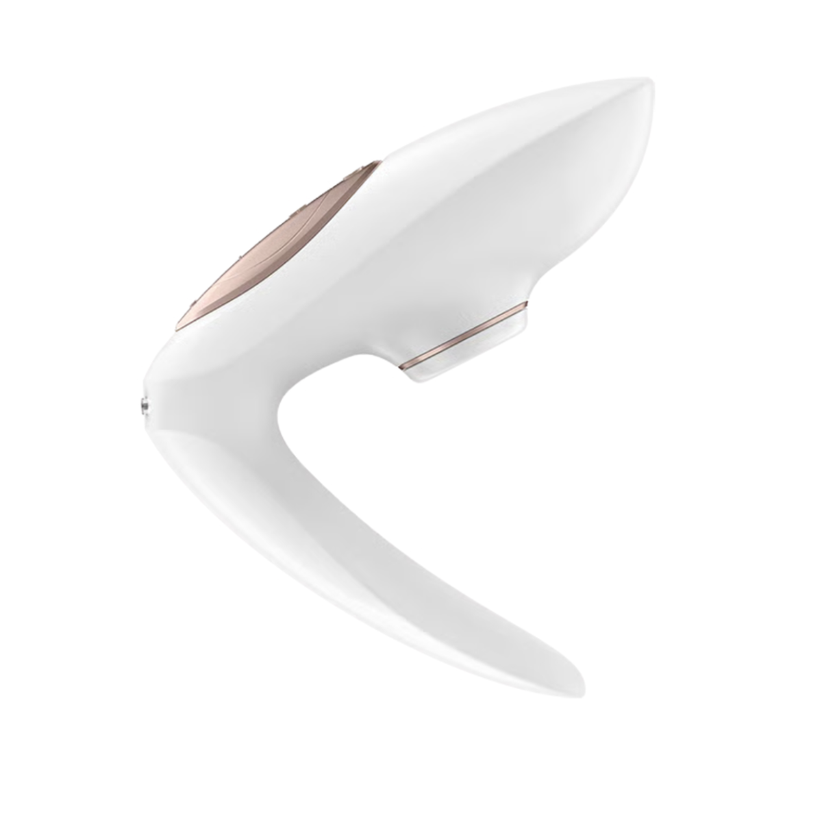 Satisfyer pro 4 couples White and rose gold adult toy for couples on a white background