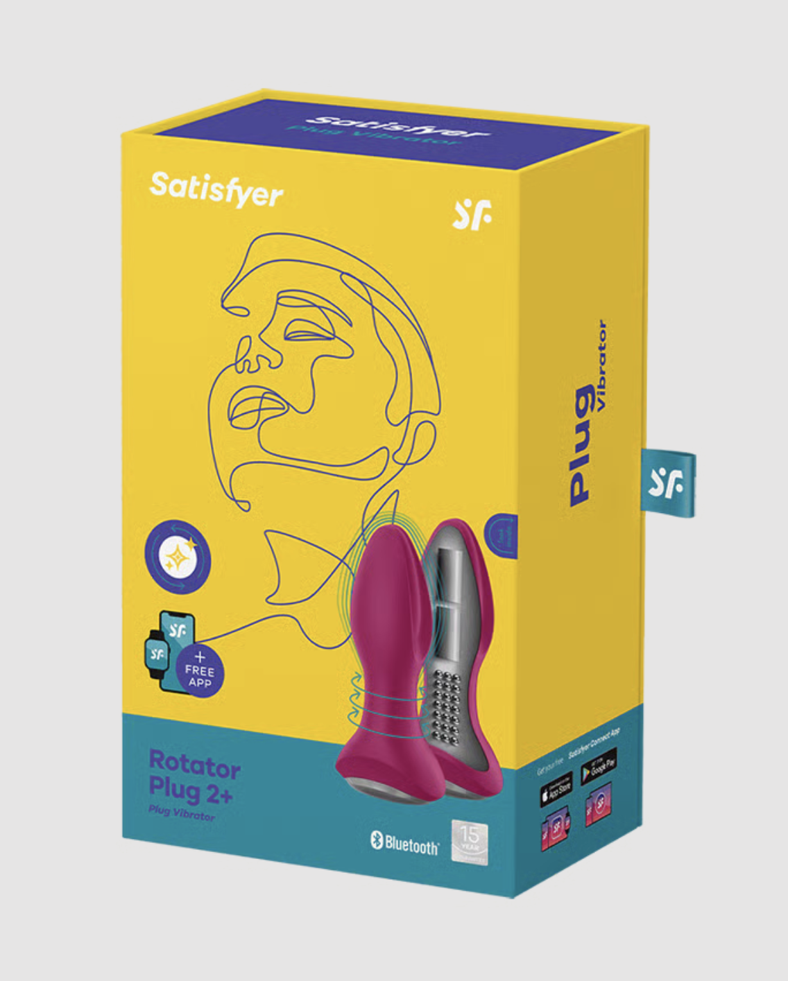 Satisfyer Rotator Plug 2+ butt plug packaging on a white background