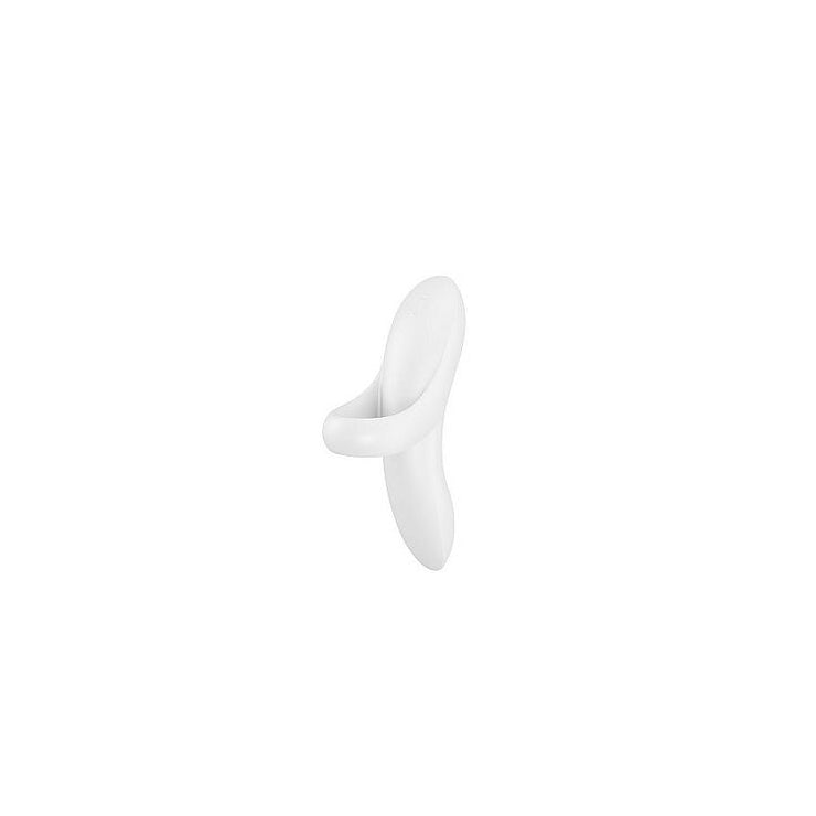 white silicone finger vibrator for women on a white background