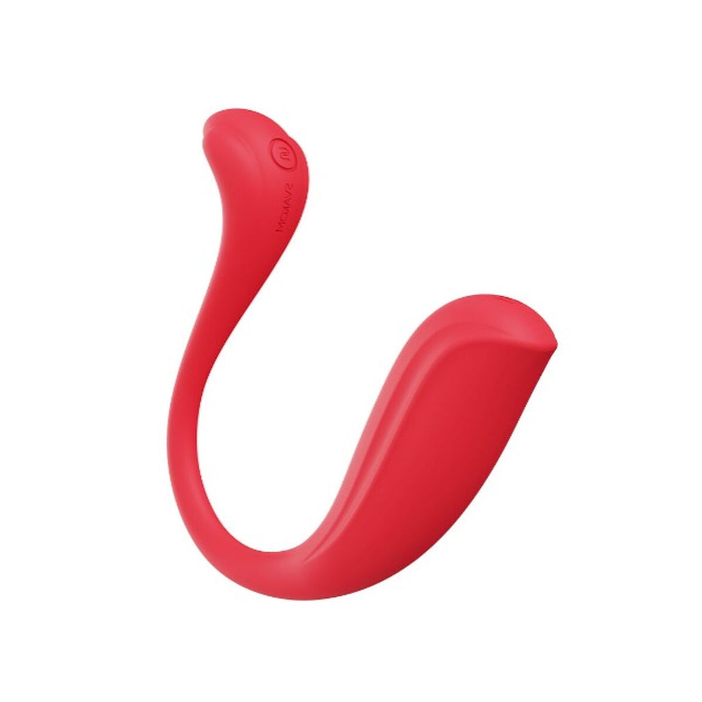 Red silicone sexual wellness device on a white background