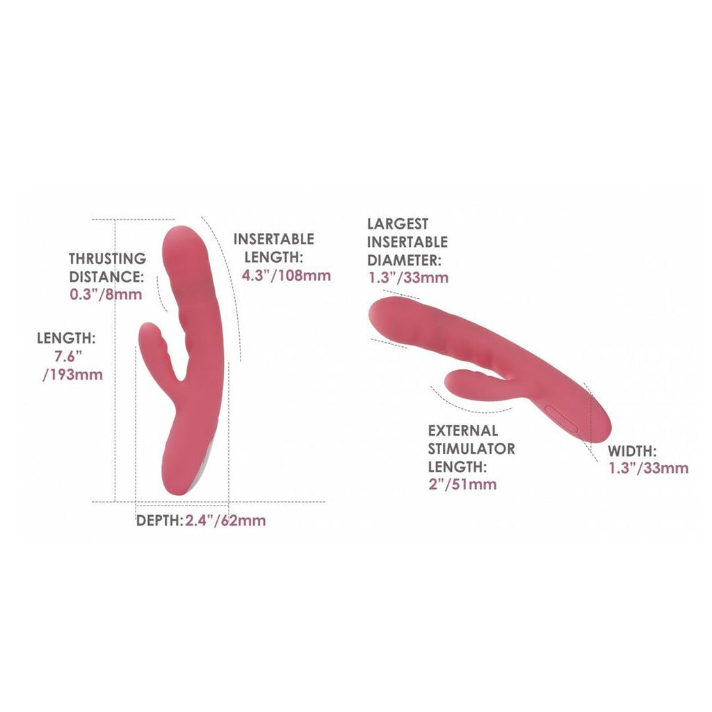 Measurement chart of a adult pleasure device with dimensions labeled.