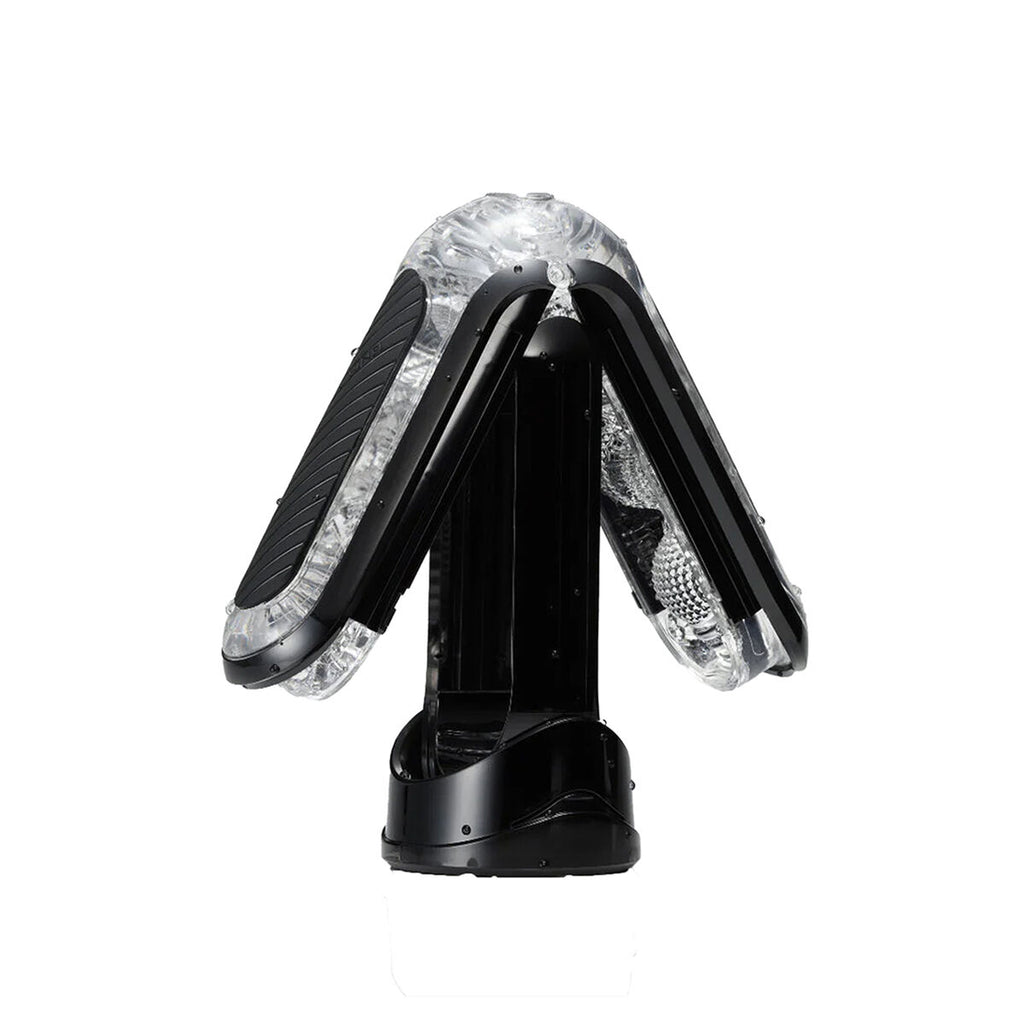 Black and clear masturbator sleeve for men on a white background