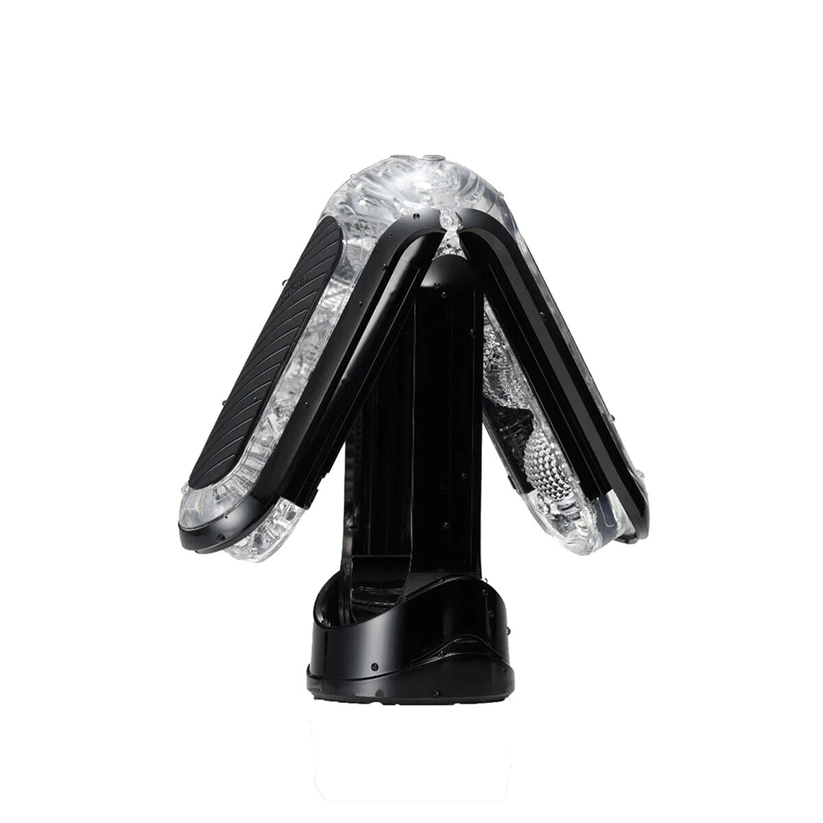 Black and clear masturbator sleeve for men on a white background