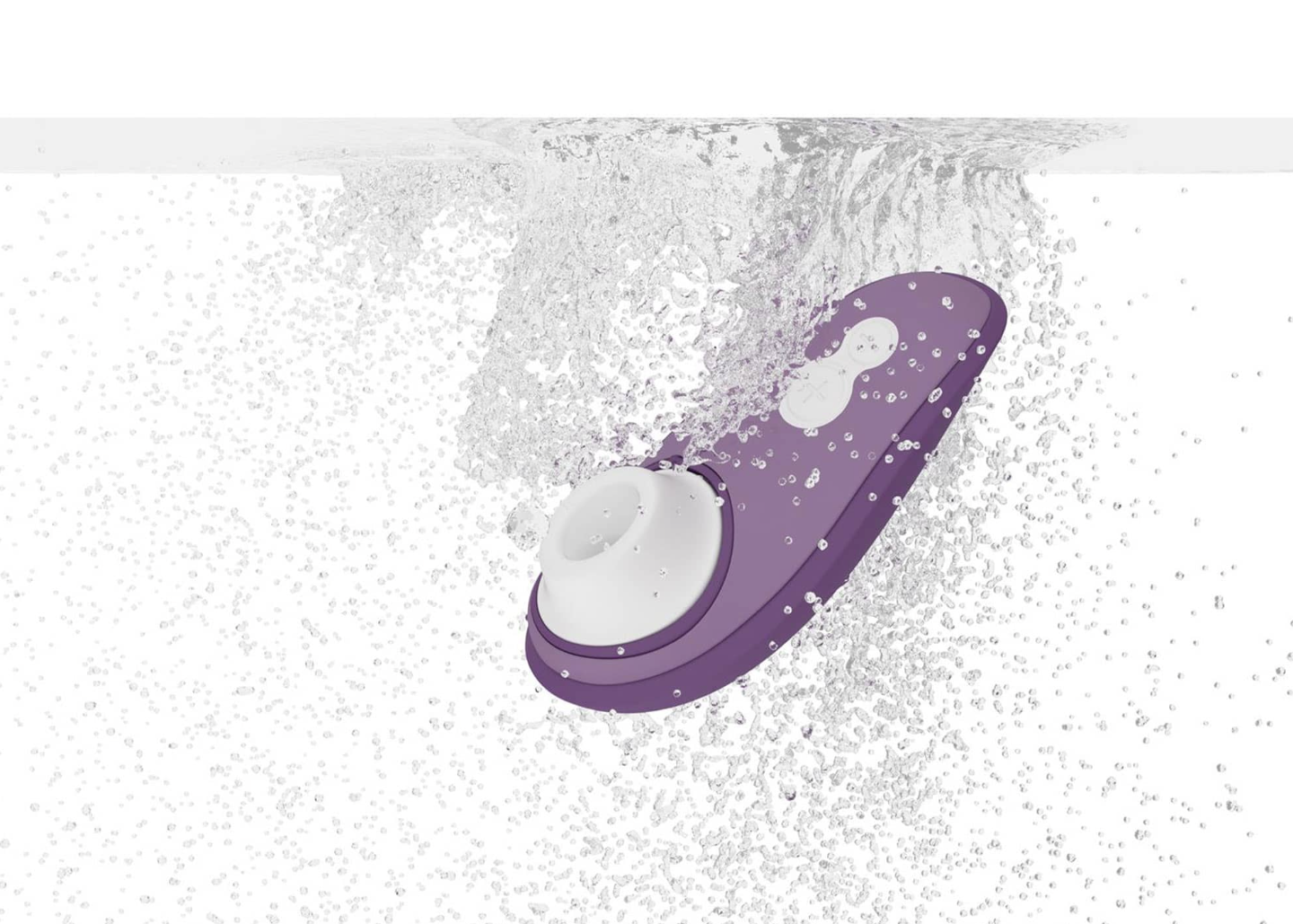 purple and white erotic device submerged into water with bubbles