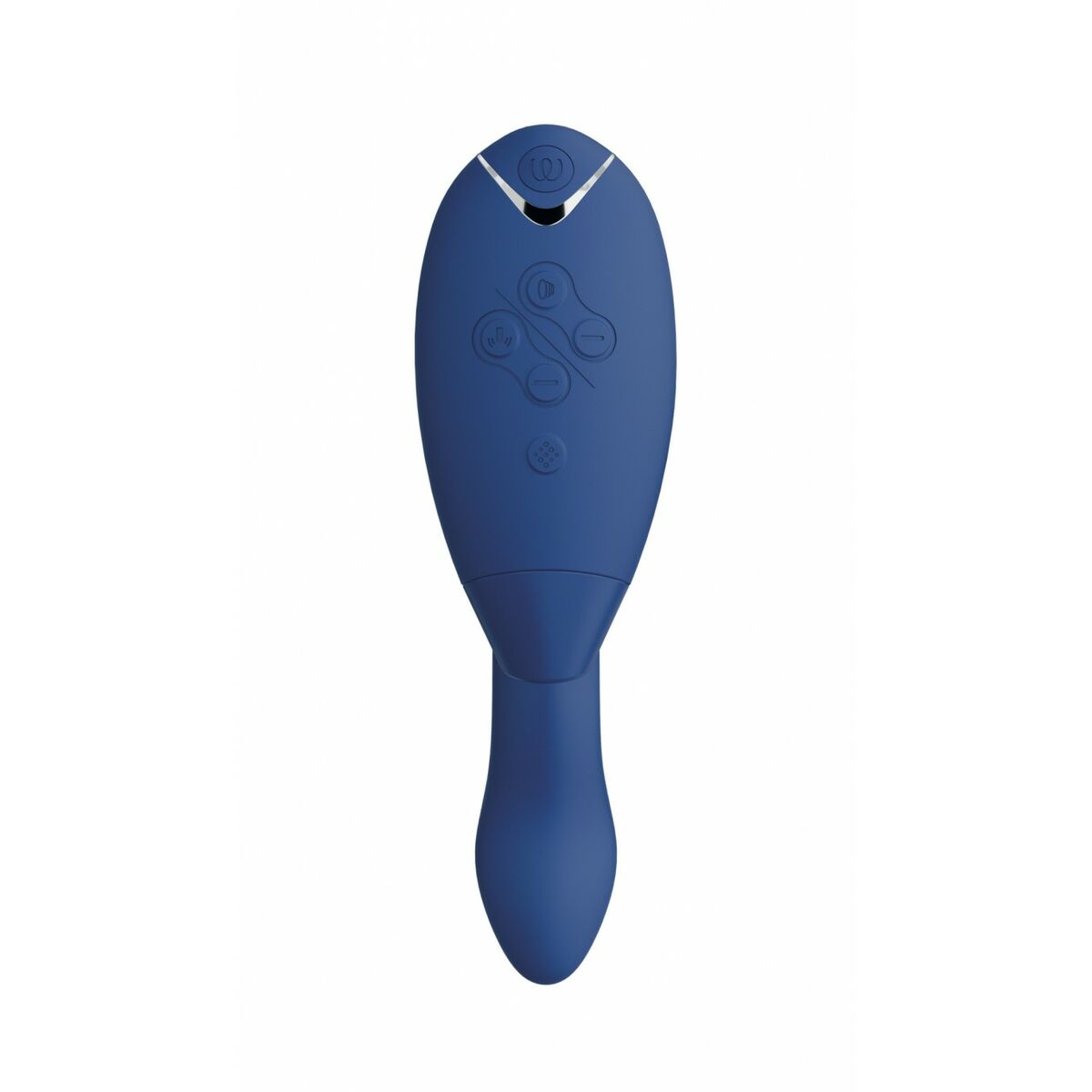 Blue handheld adult toy with control buttons on a white background