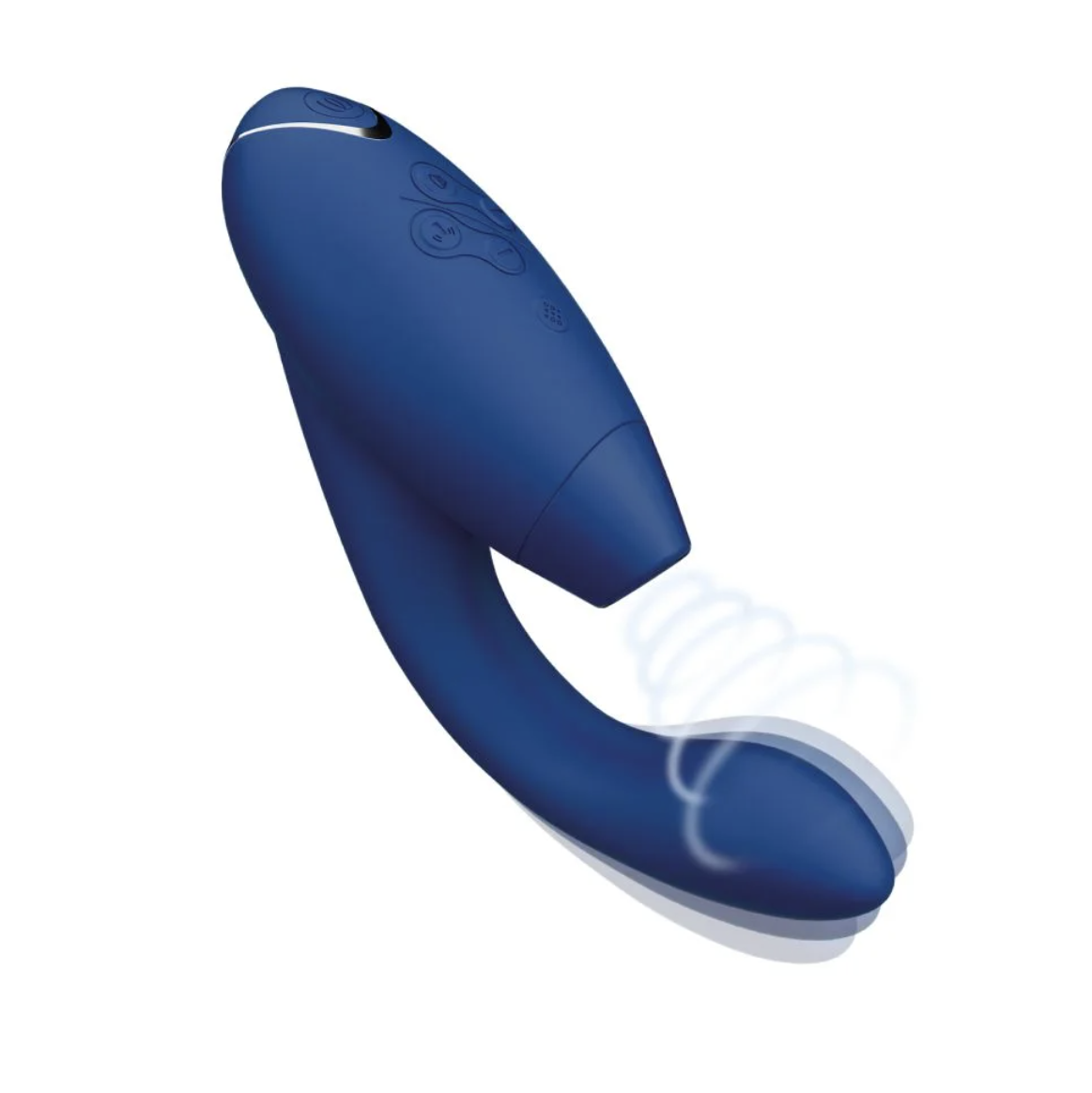 Blue electronic pleasure device on a white background